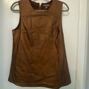 Finley Road faux leather shiny brown sleeveless tank M